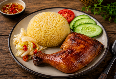 Cơm đùi gà nướng lu xốt BBQ